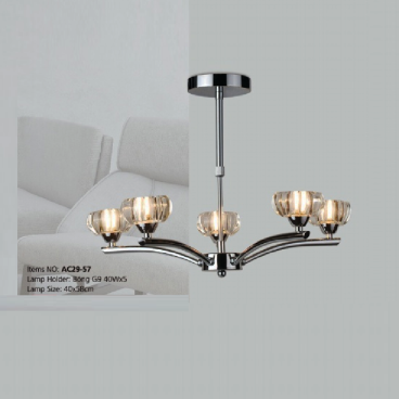 AC29-57: Đèn chùm kiểu ý 5 tay - KT:  Ø580mm x H400mm - Bóng đèn Ghim 40W x 5 bóng