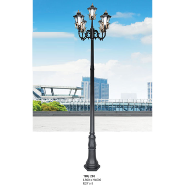 TRỤ 290: Đèn trụ sân vườn chất liệu hợp kim 5 bóng - Cao 4000mm