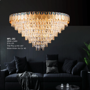 MFL- 292: Đèn áp trần Phale - KT: Ø800mm x H460mm - Bóng đèn chân E14 x 20 bóng