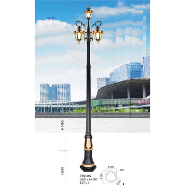 TRỤ 292: Đèn trụ sân vườn chất liệu hợp kim 3 bóng - Cao 4000mm