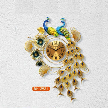 HF - ĐH - 2921: Đồng hồ trang trí hình chim công - KT:  L700mm x H1080mm