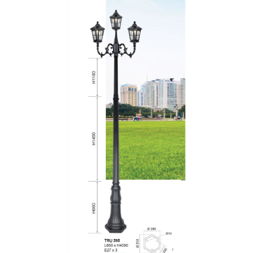 TRỤ - 295: Đèn trụ sân vườn chất liệu hợp kim  3 bóng