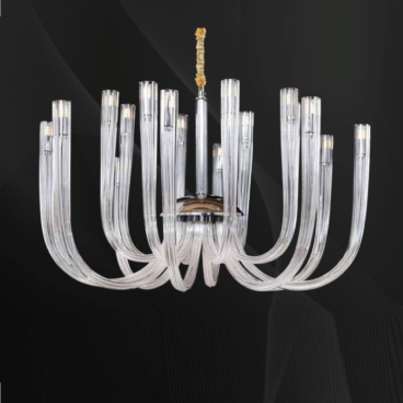 CNQT - 296: Đèn chùm LED 16 tay thủy tinh - KT: Ø800mm x H900mm - Đèn LED G9 x 16 bóng