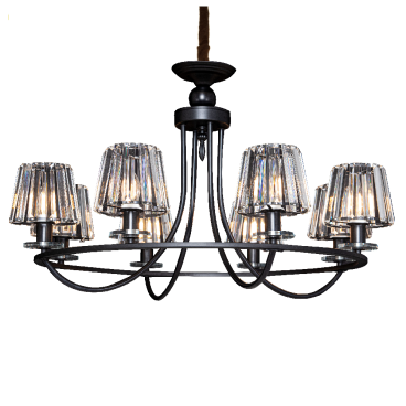 THCN 296: Đèn chùm 8 tay chao thủy tinh - KT: Ø800mm x H800mm - Bóng đèn E14 x 8 bóng