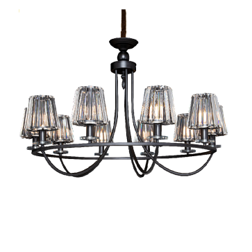 THCN 297: Đèn chùm 10 tay chao thủy tinh - KT: Ø900mm x H900mm - Bóng đèn E14 x 10 bóng