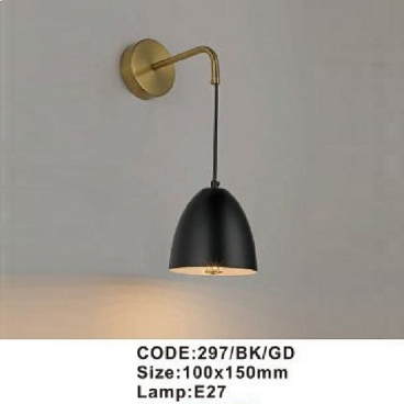 CODE: 297/BK/GD: Đèn gắn tường - KT: 100mm x H150mm - Đèn E27 x 1 bóng