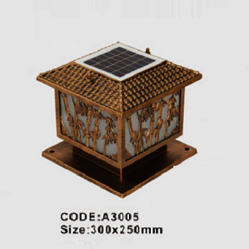 CODE: A 3005: Đèn gắn đầu trụ NLMT - KT: L300mm x H250mm - Đèn LED