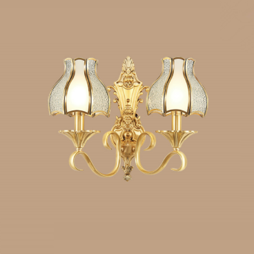 LH - GT - 3013: Đèn gắn tường đôi chóa đèn thủy tinh - KT: L400mm x H350mm - Bóng đèn E14 x 2