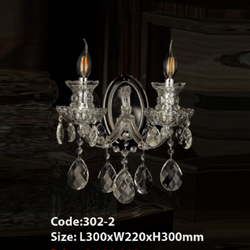 CODE: 302-2W: Đèn gắn tường Phale nến 2 bóng - KT: L300mm x W220mm x H300mm - Đèn LED 2W + Bóng đèn nến E14 x 2 bóng