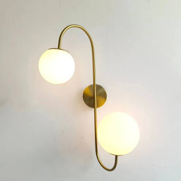 GT-3025-23: Đèn gắn tường đôi chao quả bi - KT: W340mm x H400mm - Bóng đèn E27 x 2