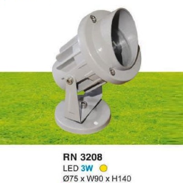 HF - RN - 3208 LED 3W: Đèn pha ngoài trời LED 3W - KT: Ø75mm x W90mm x H140mm - Ánh sáng vàng