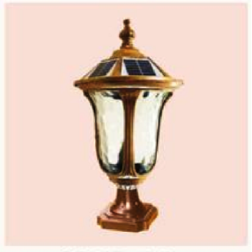 SOLAR - 302: Đèn gắn đầu trụ NLMT - KT: L180mm x H350mm - Đèn LED 5W, ánh sáng đổi 3 màu + E27
