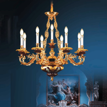 E - C - 305/8+1: Đèn chùm nến 9 tay - KT: Ø850mm x H750mm - Bóng đèn nến E14 x 9 bóng