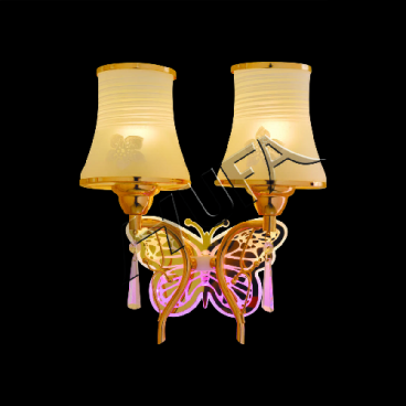 HF - VK 3052/2: Đèn gắn tường đôi, đế đèn LED - KT: L280mm x W160mm x H330mm - Bóng đèn E27 x 2 + LED 5W