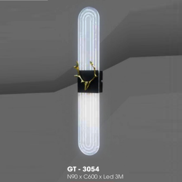 GT - 3054: Đèn gắn tường LED Mica - KT: W90mm x H600mm - Đèn LED đổi 3 màu