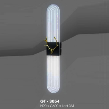 GT - 3054: Đèn gắn tường LED Mica - KT: W90mm x H600mm - Đèn LED đổi 3 màu