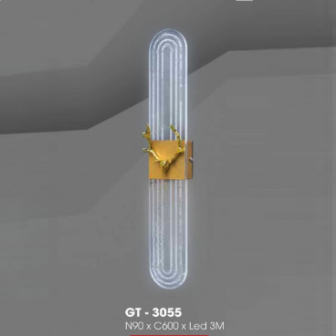 GT - 3055: Đèn gắn tường LED Mica - KT: W90mm x H600mm - Đèn LED đổi 3 màu