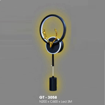 GT - 3058: Đèn gắn tường LED  - KT: W200mm x H600mm - Đèn LED đổi 3 màu