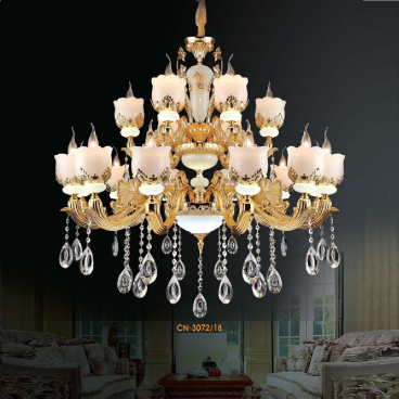 VE - CN - 3072: Đèn chùm nến 18 tay - KT: Ø1150mm x H750mm - Đèn nến chân E14x 18 bóng