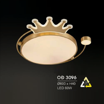 HF - OĐ 3096: Đèn ốp trần đồng LED - KT: Ø600mm x H40mm - Đèn LED 60W ánh sáng đổi 3 màu