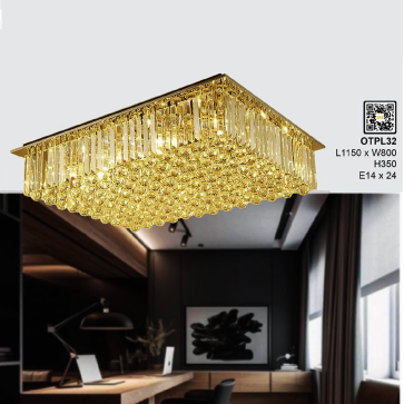 OTPL32: Đèn áp trần Phale chữ nhật - KT: W800mm x L1150mmxH350mm - Bóng đèn E14 x 24 bóng