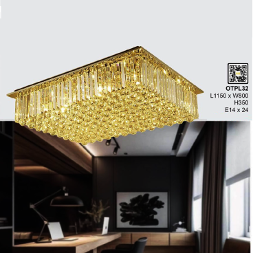 OTPL32: Đèn áp trần Phale chữ nhật - KT: W800mm x L1150mmxH350mm - Bóng đèn E14 x 24 bóng