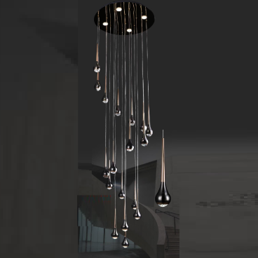 35 - THD322T18:  Đèn thả dây chao giọt nước - KT: Ø600mm - Đèn LED ánh sáng vàng 3000K