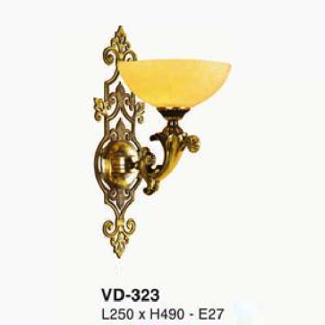 E - VD - 323: Đèn vách đồng đơn chao đá - KT: L250mm x  H490mm - Đèn chân E27 x 1 bóng