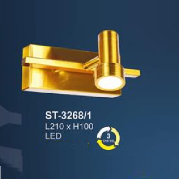 AN - ST - 3268/1: Đèn rọi tranh/gương đơn - KT: L210mm x H105mm - Đèn LED ánh sáng đổi 3 màu