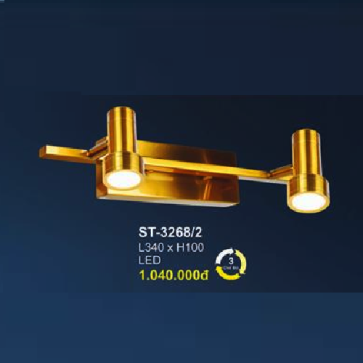 AN - ST - 3268/2: Đèn rọi tranh/gương đôi - KT: L340mm x H100mm - Đèn LED ánh sáng đổi 3 màu