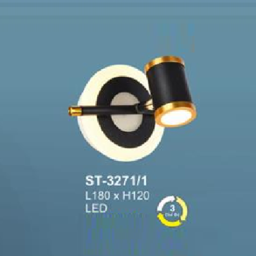 AN - ST - 3271/1: Đèn rọi tranh/gương đơn - KT: L180mm x H120mm - Đèn LED ánh sáng đổi 3 màu