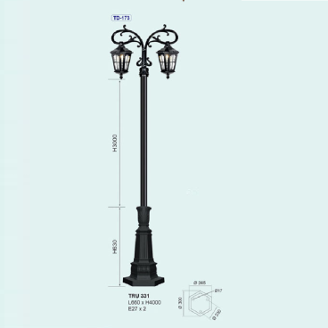 TRỤ 331: Đèn trụ  hợp kim 2 bóng
