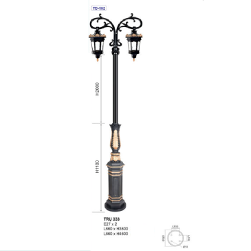 TRỤ 333: Đèn trụ hợp kim 2 bóng, chiều cao 3600mm