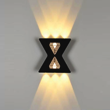 EU - CN - 337: Đèn gắn tường LED - KT: L165mm x W36mm x H170mm - Đèn LED 1W x 6  + 8W ánh sáng vàng 3000K