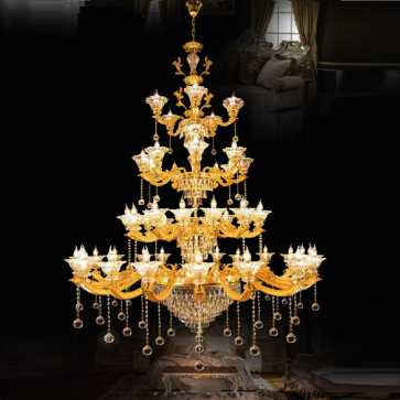 CNQT - 342: Đèn chùm phale nến 50 tay - KT: Ø1700mm x H2800mm - Bóng đèn nến chân E14 x 50 bóng