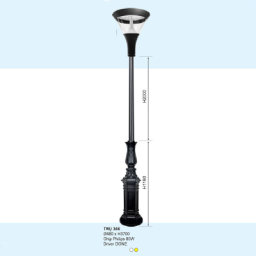 TRỤ - 346: Đèn trụ sân vườn chất liệu hợp kim - Đèn LED - Ánh sáng trắng/vàng
