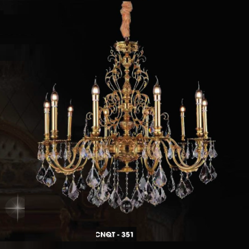 CNQT - 351: Đèn chùm nến  Phale K9 10 bóng - KT: Ø800mm x H1300mm - Bóng đèn nến chân E14 x 10 bóng