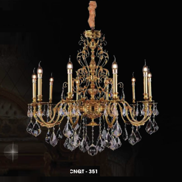 CNQT - 351: Đèn chùm nến  Phale K9 10 bóng - KT: Ø800mm x H1300mm - Bóng đèn nến chân E14 x 10 bóng