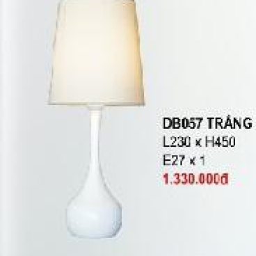 355 - DB - 057 trắng:  Đèn bàn,  KT: Ø230mm*H450mm - Bóng đèn E27*1 bóng