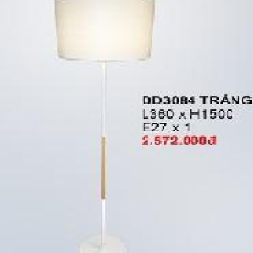 355- DB 3084/ trắng: Đèn bàn, KT: L220*H450 - Đèn E27*1 bóng 