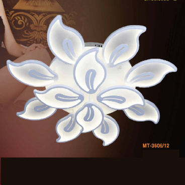 VE -  MT - 3606/12: Đèn áp trần LED 12 cánh -  KT: Ø850mm x H100mm - Đèn LED đổi 3 màu