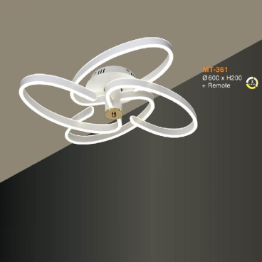 MT - 361: Đèn áp trần  LED Mica - KT: Ø600mm x H200mm - Đèn LED đổi 3 màu + Remote