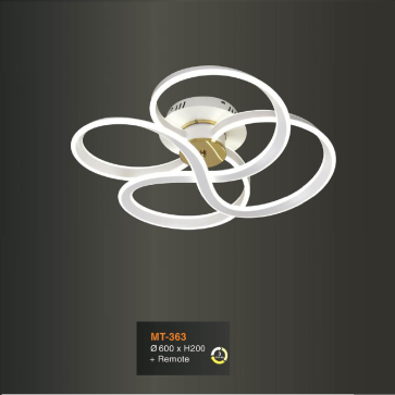 MT - 363: Đèn áp trần  LED Mica - KT: Ø600mm x H200mm - Đèn LED đổi 3 màu + REmote