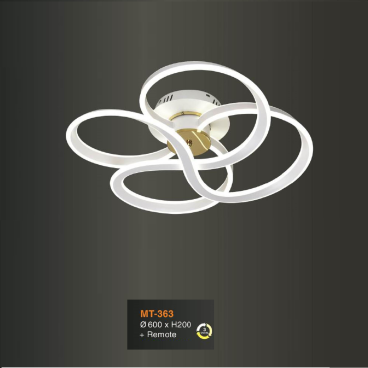 MT - 363: Đèn áp trần  LED Mica - KT: Ø600mm x H200mm - Đèn LED đổi 3 màu + REmote