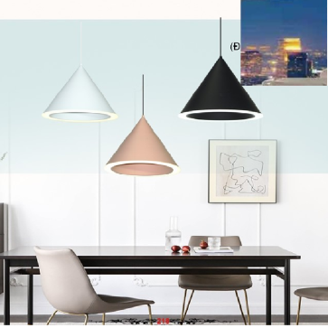 THD 38/3: Đèn thả 3 chao màu ( trắng,Đen,Hồng) - Gắn dài hoặc tròn -  Đèn LED đổi 3 màu