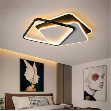 E - ML - 38: Đèn áp trần LED Mica - KT: L550mm x W500 x H60mm  - Đèn LED 60W x 2  ánh sáng đổi 3 màu - Remote
