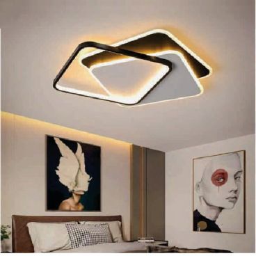 E - ML - 38: Đèn áp trần LED Mica - KT: L550mm x W500 x H60mm  - Đèn LED 60W x 2  ánh sáng đổi 3 màu - Remote