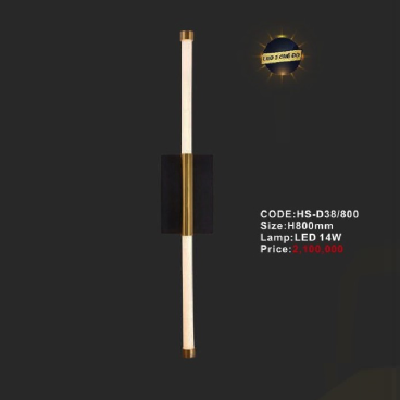 CODE: HS - D38/800: Đèn gắn tường ống LED - KT: H800mm - Đèn LED 14W ánh sáng đổi 3 màu