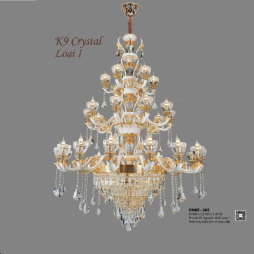 CNQT - 382: Đèn chùm nến Phale K9 32 tay - KT: Ø1500mm x H2150mm - Bóng đèn E14 x 32 bóng