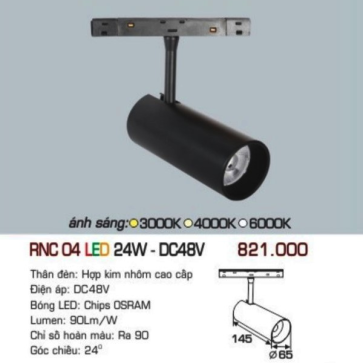 RNC 04 LED 24W - DC48V: Đèn ray LED nam châm 12W